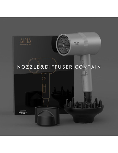 Secador de Cabello AINA 1800W con Difusor y Tecnología Iónica