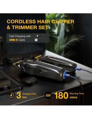 Cortadora de Cabello Inalámbrica SUPRENT - Kit Profesional