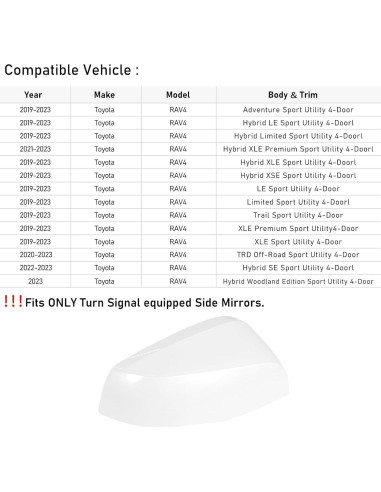 Cubierta de Espejo Lateral Moonlinks para Toyota RAV4 2019-2024