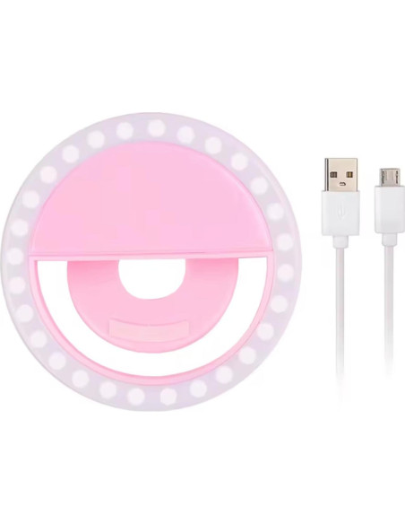 Luz de Anillo Selfie SnazXB Recargable con 36 LEDs Rosa