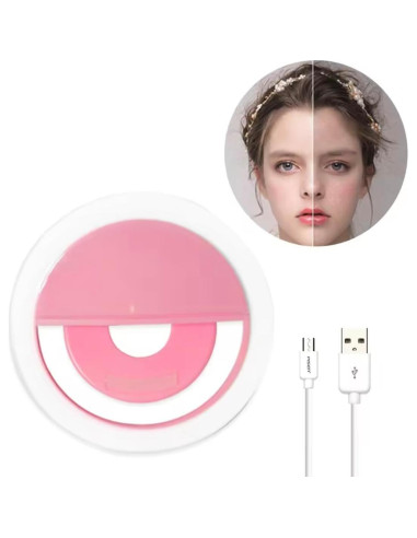 Luz de Anillo Selfie SnazXB Recargable con 36 LEDs Rosa