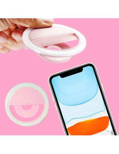 Luz de Anillo Selfie SnazXB Recargable con 36 LEDs Rosa