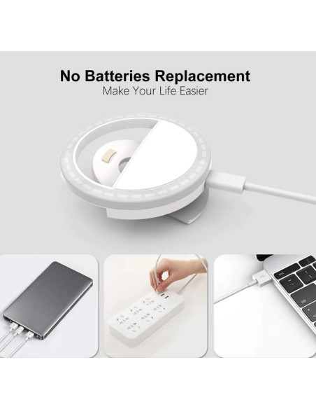 Luz de Anillo Selfie SnazXB Recargable con 36 LEDs Rosa