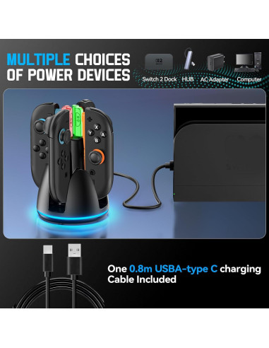 Base de Carga Rápida Magnética Tokluck para Joy-Con 2 Nintendo Switch 2