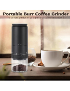 Molino de café portátil VINGVO eléctrico 38 configuraciones USB 2