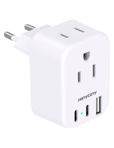 Adaptador de Enchufe de Viaje HANYCONY Tipo C 5 en 1 USB