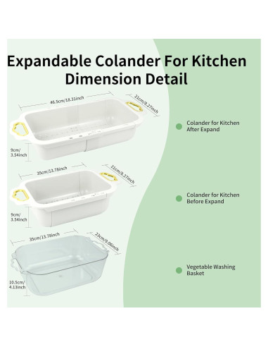 Colador Expandible para Cocina Tolzimx Doble Capa 35-46.5 cm
