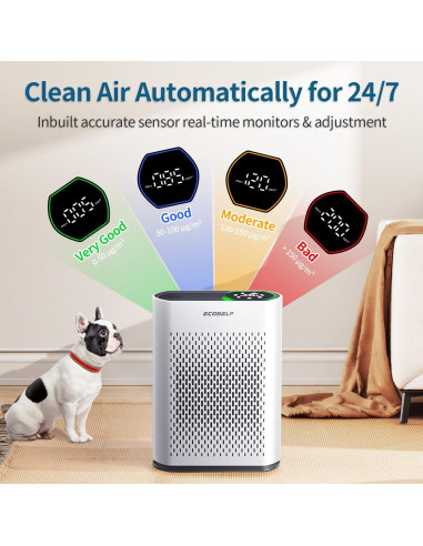 Purificador de Aire ECOSELF HAP602 para Habitaciones Grandes 223 m