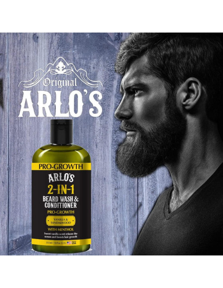 Champú y Acondicionador para Barba Arlo 2 en 1 Sándalo 340 ml