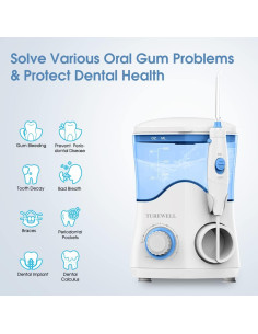 Irrigador Dental TUREWELL FC162 600ML 10 Niveles de Presión Blanco 2