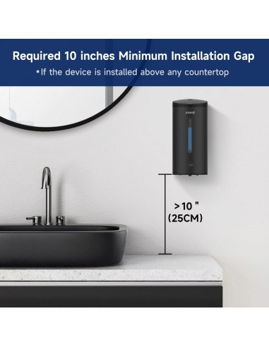 Dispensador Automático de Jabón AIKE AK1205 800 ml Negro Mate