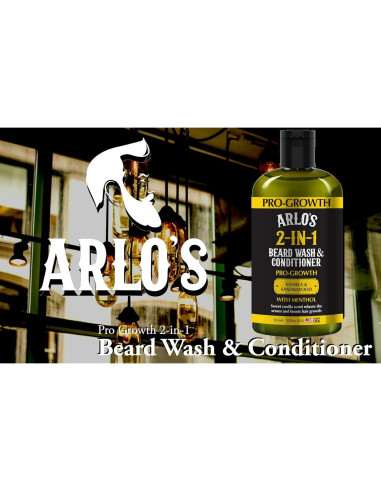 Champú y Acondicionador para Barba Arlo 2 en 1 Sándalo 340 ml