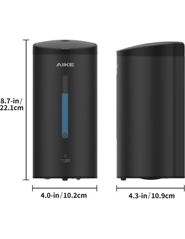 Dispensador Automático de Jabón AIKE AK1205 800 ml Negro Mate