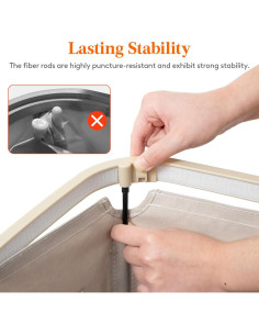 Cesto de Ropa Lifewit 105L con Tapa y Bolsa Extraíble Beige 2