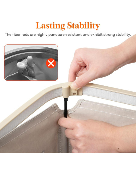 Cesto de Ropa Lifewit 105L con Tapa y Bolsa Extraíble Beige