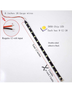 Tira LED Impermeable 30cm HYADA 12V 12 LEDs Blanco - Paquete de 6 2