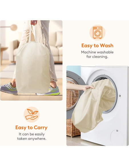 Cesto de Ropa Lifewit 105L con Tapa y Bolsa Extraíble Beige