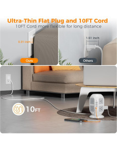 Regleta TESSAN 10m 12 en 1 con 8 Salidas y 4 USB 2