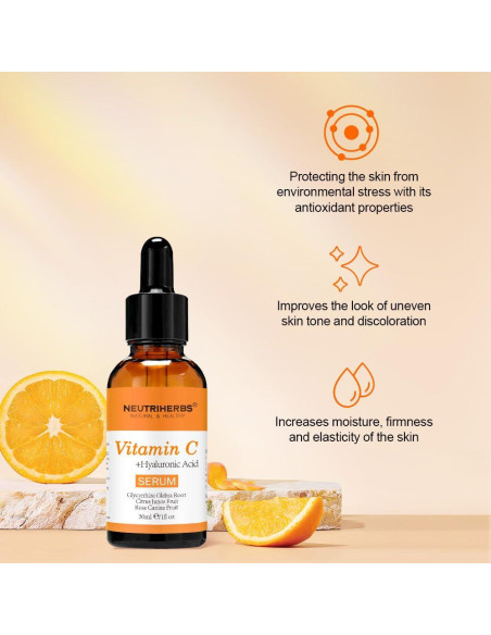 Suero Facial de Vitamina C Neutriherbs 29.57 ml con Ácido Hialurónico Suero Facial de Vitamina C Neutriherbs 29.57 ml con Ácido Hialurónico