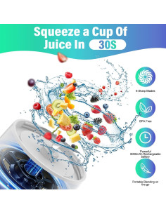 Licuadora Portátil BESNOOW HD-10 700ml 360W Autolimpieza Blanca 2