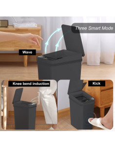 Basurero Inteligente Yatmung 9.5L Sin Contacto Negro 2