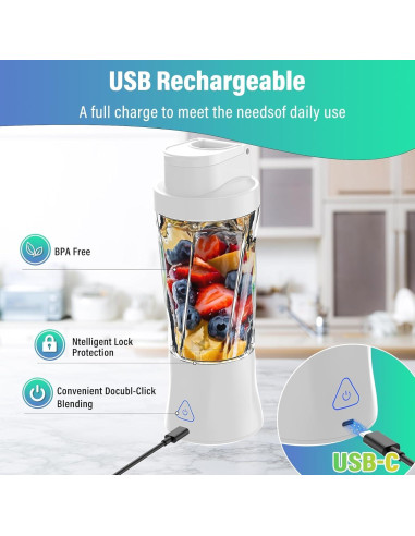 Licuadora Portátil BESNOOW HD-10 700ml 360W Autolimpieza Blanca