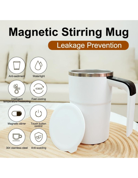 Taza de café automezcladora OUGETHER 380ml con termómetro LCD