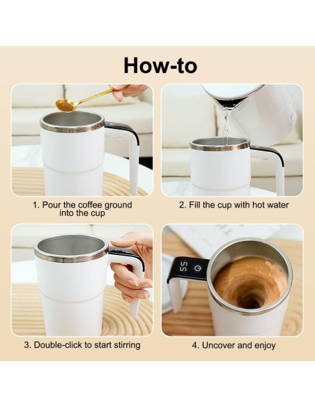 Taza de café automezcladora OUGETHER 380ml con termómetro LCD