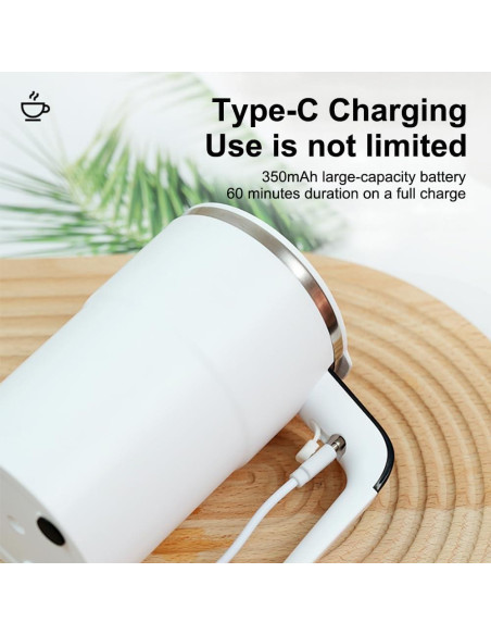 Taza de café automezcladora OUGETHER 380ml con termómetro LCD