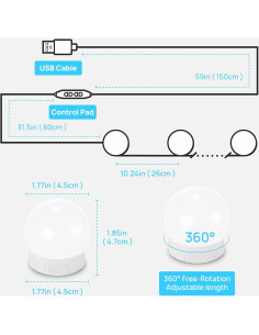 Luces LED para Espejo Consciot 10 Bombillas Regulables USB 2