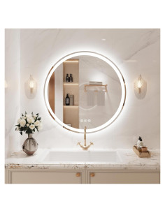Espejo LED Redondo 91 cm WOSEKBATHAL con Luz Regulable y Anti-Vaho