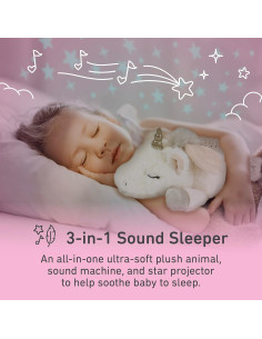 Máquina de Sonido Portátil PureBaby Unicornio - Proyector de Estrellas 2