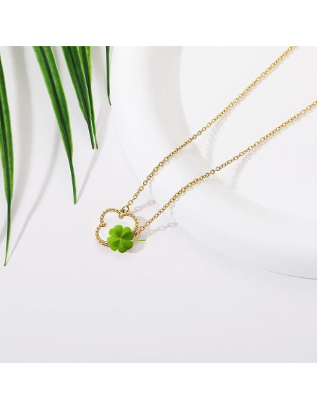 Collar Colgante de Trébol Baño de Oro 18K para Mujeres