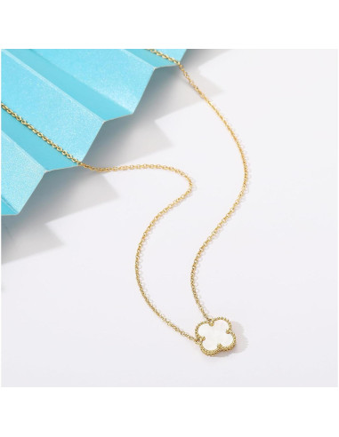 Collar Colgante de Trébol Baño de Oro 18K para Mujeres