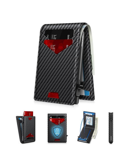 Billetera delgada SEMORID para hombres con bloqueo RFID