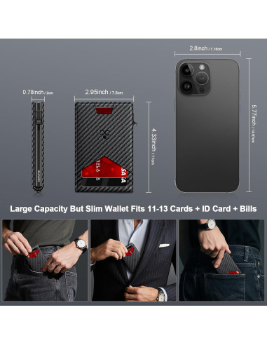 Billetera delgada SEMORID para hombres con bloqueo RFID