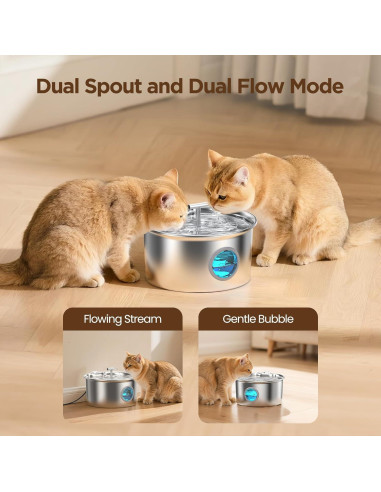 Fuente de Agua para Gatos UMOCUOY 2.6L Acero Inoxidable