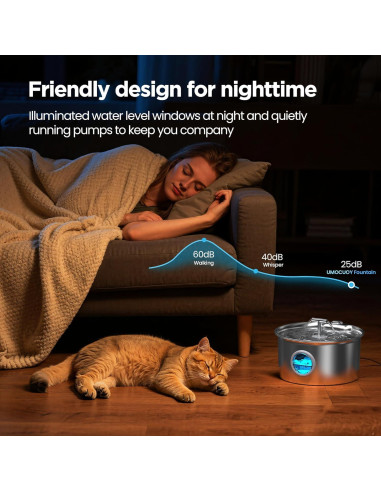 Fuente de Agua para Gatos UMOCUOY 2.6L Acero Inoxidable