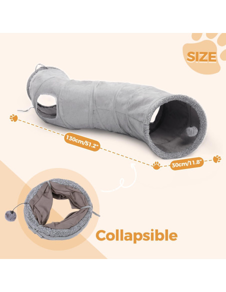Túnel para Gatos PAWZ Road Colapsable en Forma de S 116.84 cm