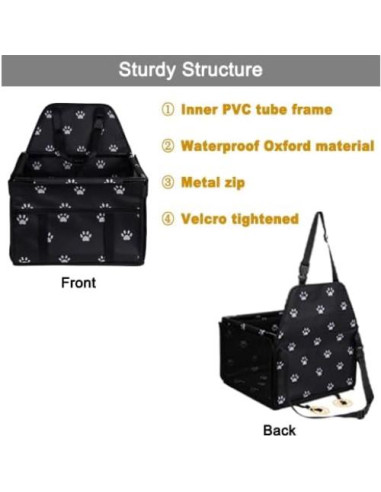 Asiento de Coche para Perros Pequeños Lyricalife 38x38x25cm