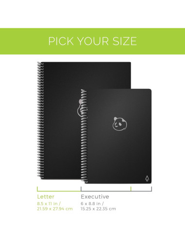 Planificador Panda Rocketbook Reutilizable Ejecutivo Negro 15.24x22.35cm
