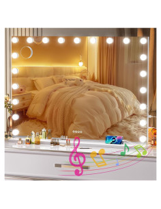 Espejo de tocador Bluetooth Ouboyo 104x76 cm con luces LED