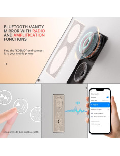 Espejo de tocador Bluetooth Ouboyo 104x76 cm con luces LED 2