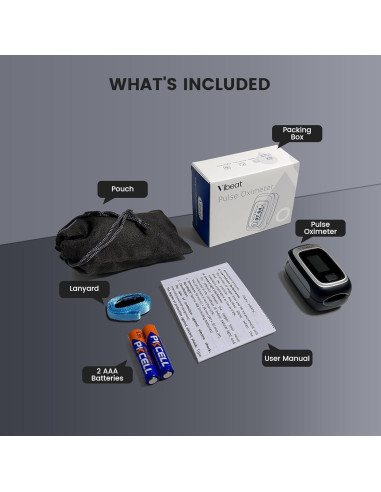 Oxímetro de Pulso Bluetooth Vibeat S5WB, Monitor SPO2 Portátil