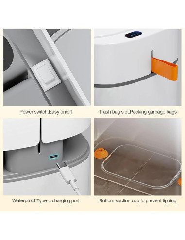 Papelera Automática Funest 3.5 Galones con Sensor USB