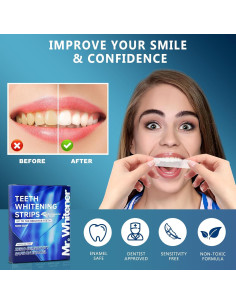 Tiras Blanqueadoras de Dientes Mr.Whitener - 44 Tiras Sin Peróxido 2