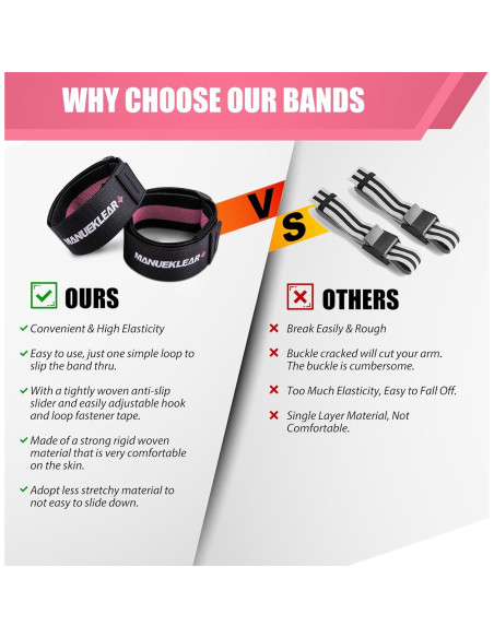 Bandas de Restricción de Flujo Sanguíneo MANUEKLEAR Rosa 80cm