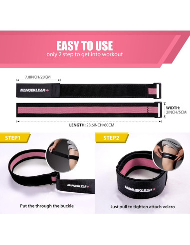 Bandas de Restricción de Flujo Sanguíneo MANUEKLEAR Rosa 80cm