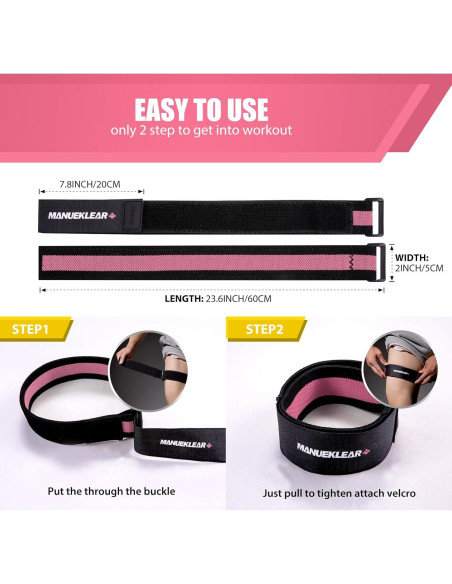 Bandas de Restricción de Flujo Sanguíneo MANUEKLEAR Rosa 80cm