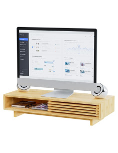 Soporte para Monitor de Bambú Zri con Cajón Organizador 63.7x24.5cm